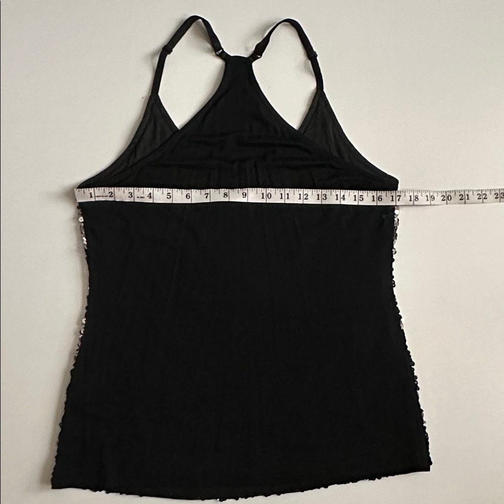 MANER Sequin Halter Tank Top Black Silver Size Large - Picture 5 of 5